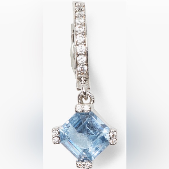 Kate Spade Drop Huggie Hoop Earrings Light Blue NWT - Picture 2 of 5